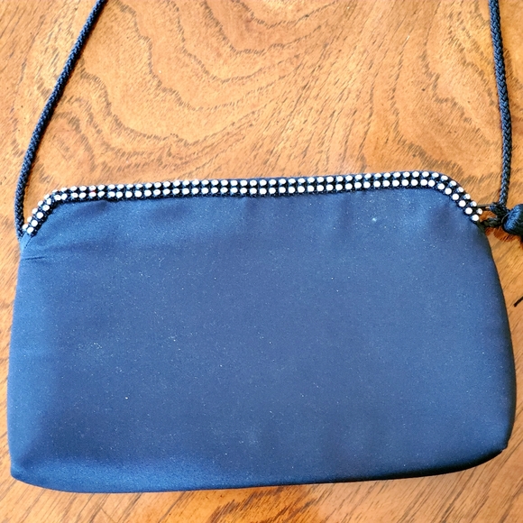 Black Silk Evening Bag with Rinestones - Picture 6 of 6